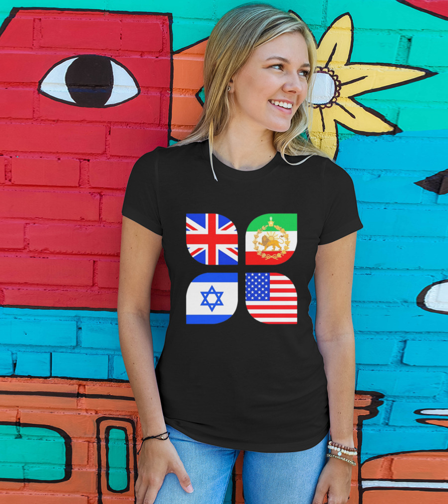 Union Jack British Flag Iranian Lion Israel Star USA Stars And Stripes Flags T-Shirt