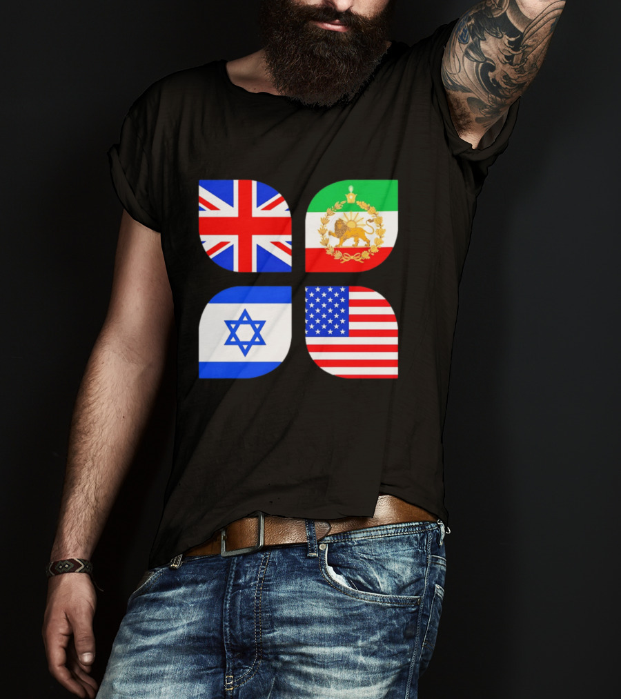 Union Jack British Flag Iranian Lion Israel Star USA Stars And Stripes Flags T-Shirt