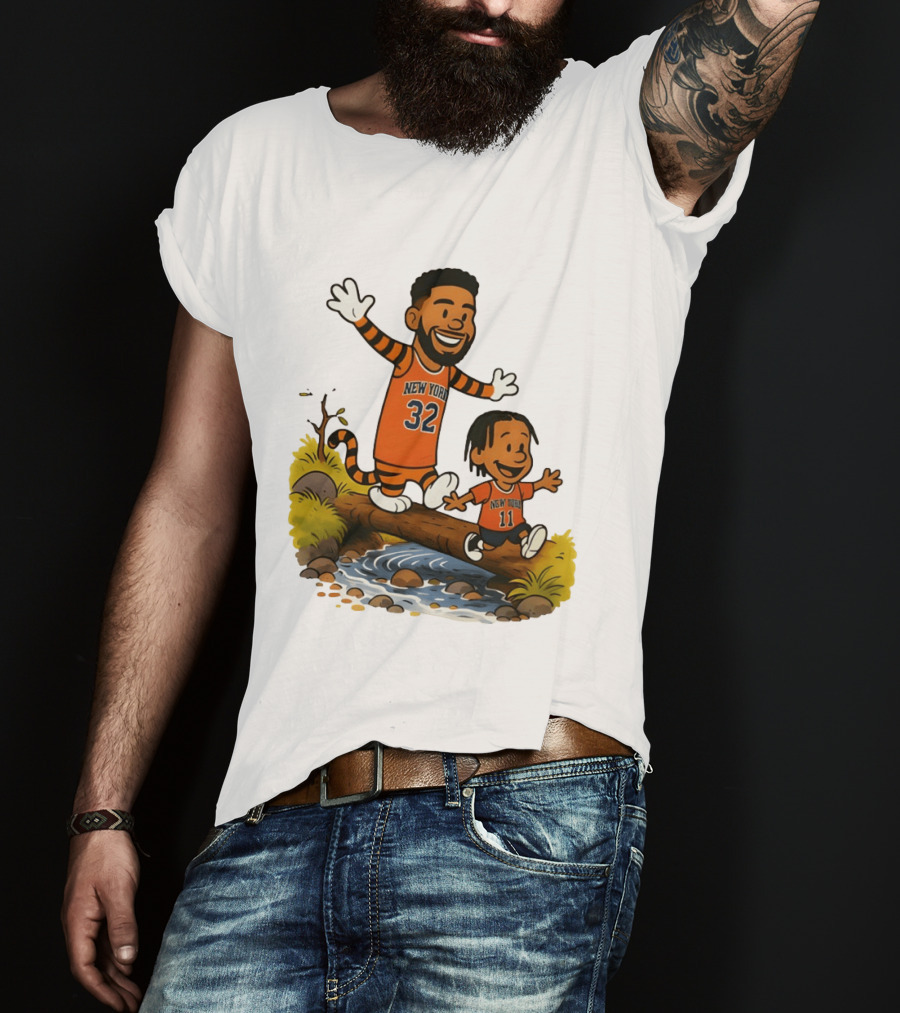 Calvin And Hobbes Crossover Karl Anthony Towns Jalen Brunson New York Knicks Basketball T-Shirt