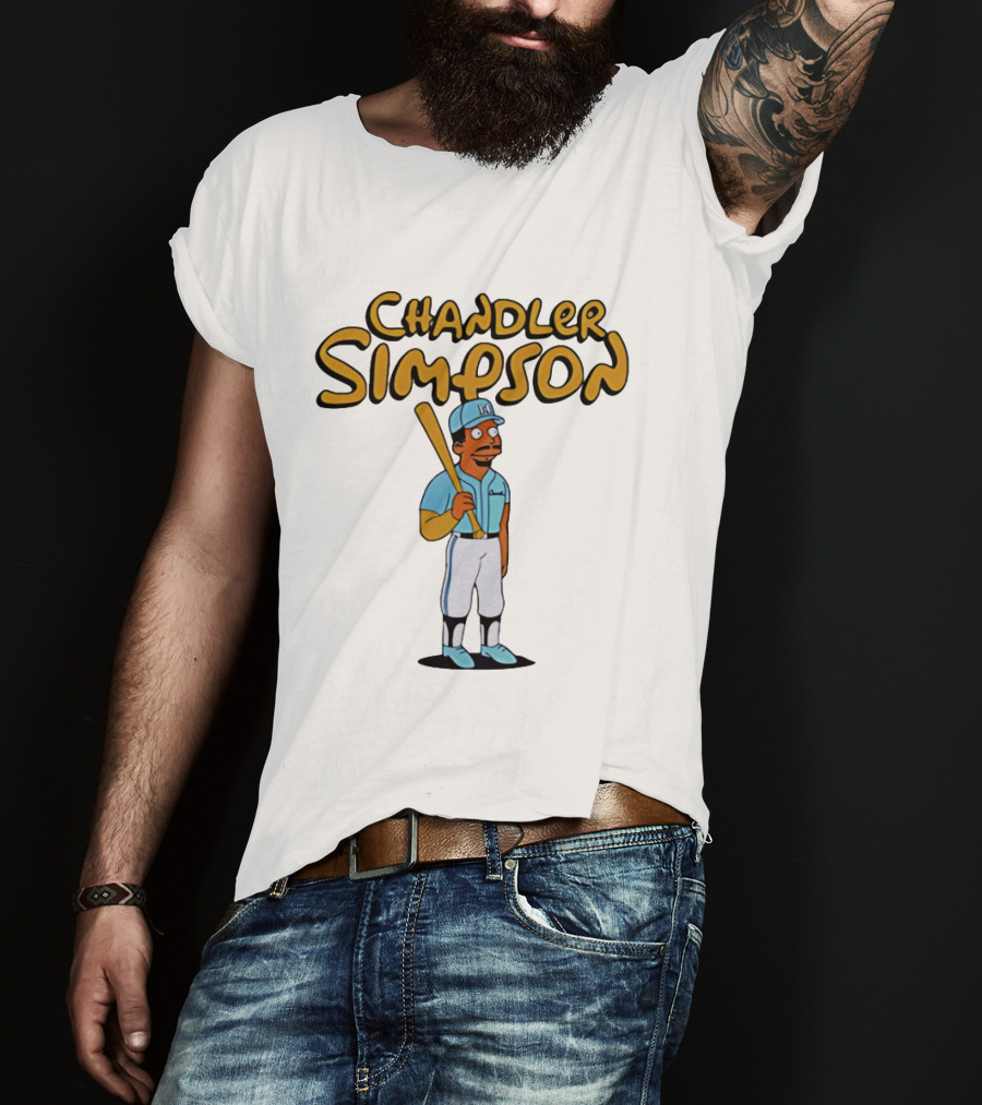 Chandler Simpson Baseball Bat Character In Blue Uniform T-Shirt