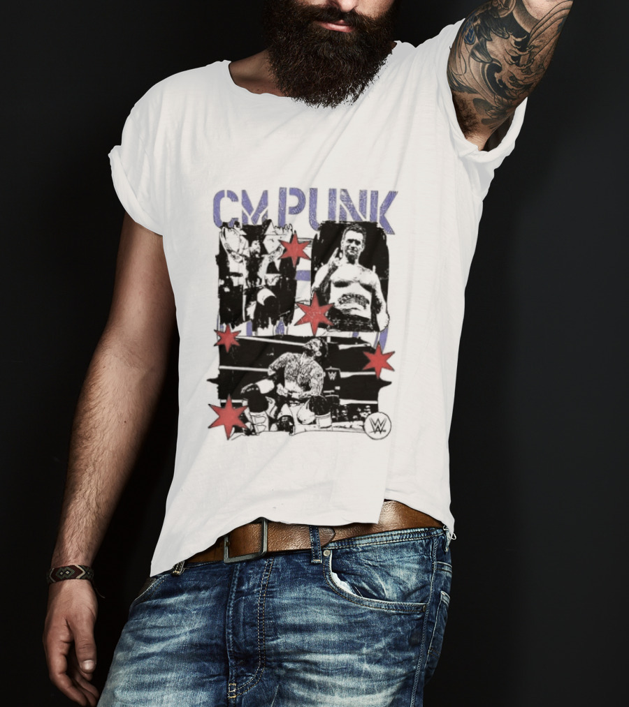 CM Punk WWE Chicago Stars Collage Wrestler Fan Favorite T-Shirt