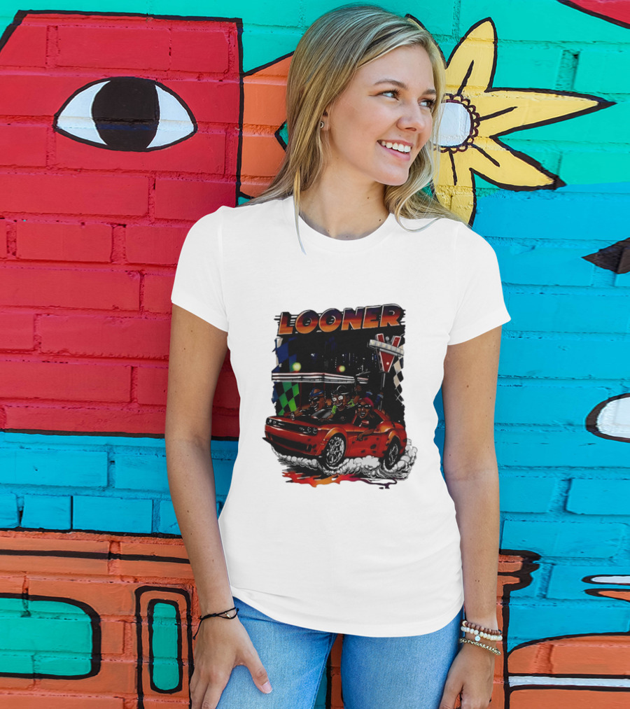 Looner Cartoon Car Race Adventure T-Shirt