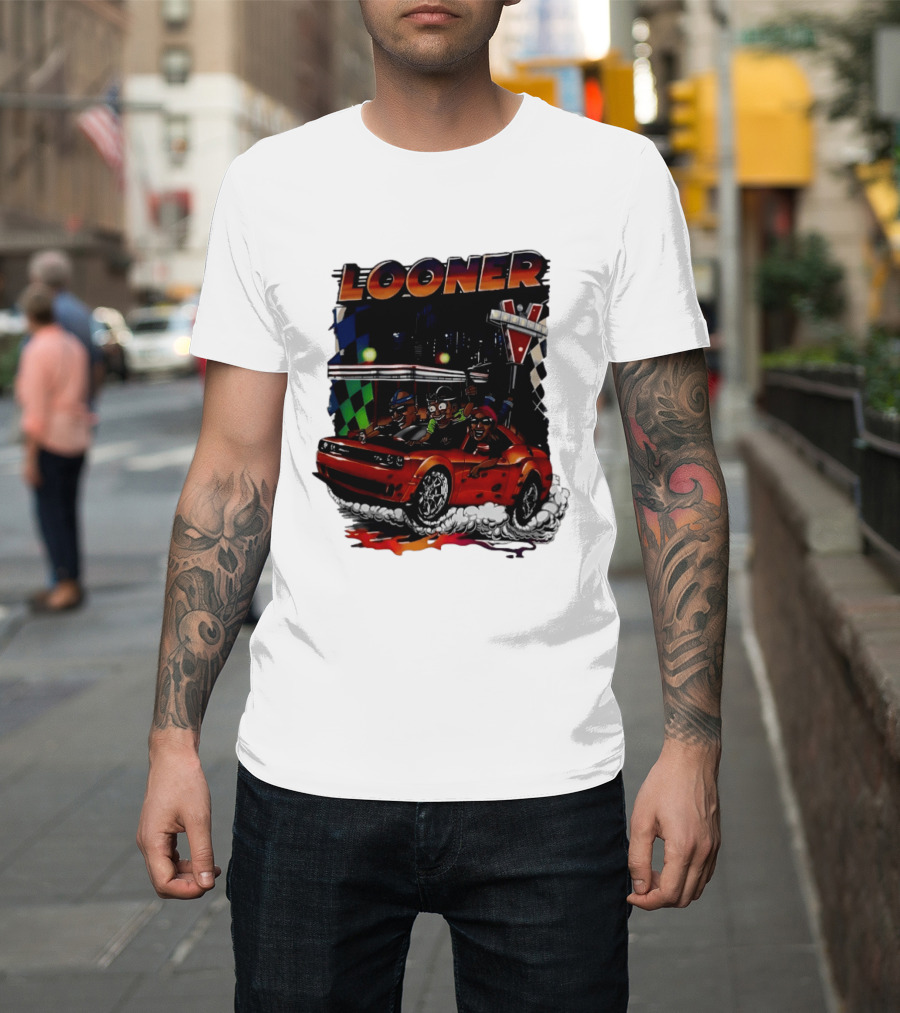 Looner Cartoon Car Race Adventure T-Shirt