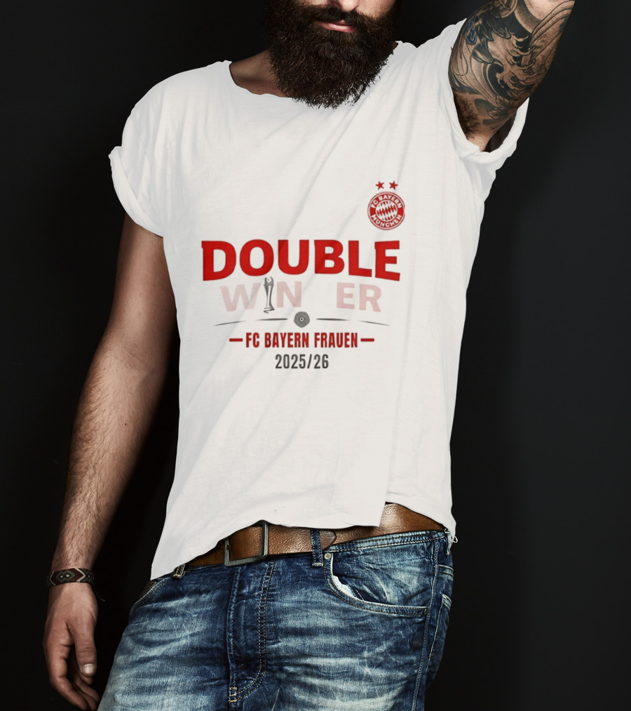 Double Winner FC Bayern Frauen 2025 2026 Championship Victory T-Shirt