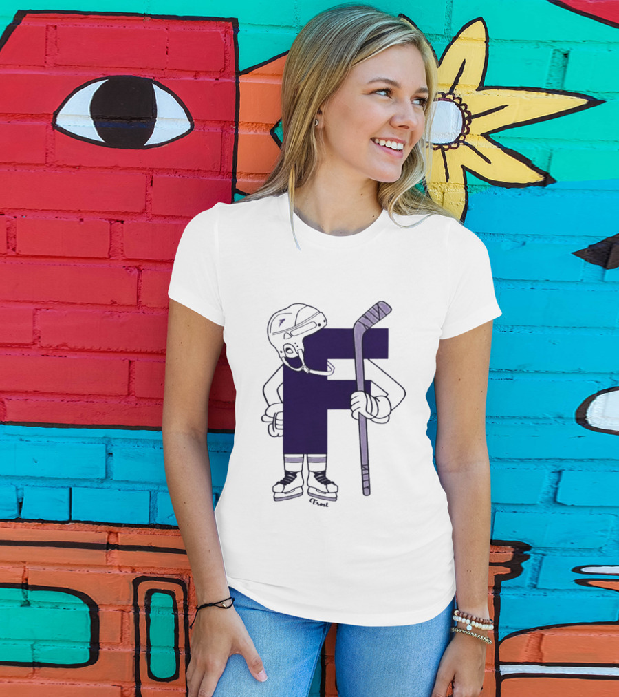 Minnesota Frost Hockey Character With Stick And Helmet T-Shirt