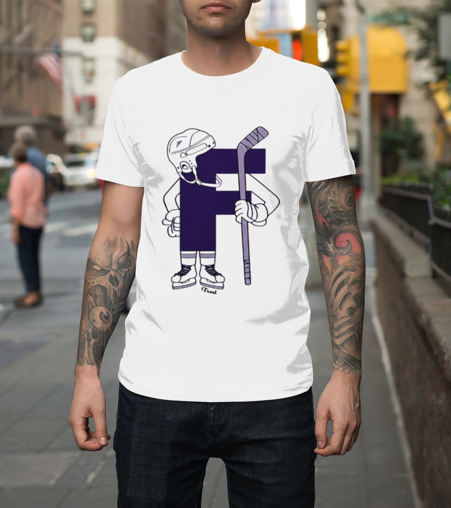 Minnesota Frost Hockey Character With Stick And Helmet T-Shirt