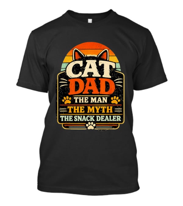 Cat Dad The Man The Myth The Snack Dealer Retro Cat Ears And Paws T-Shirt