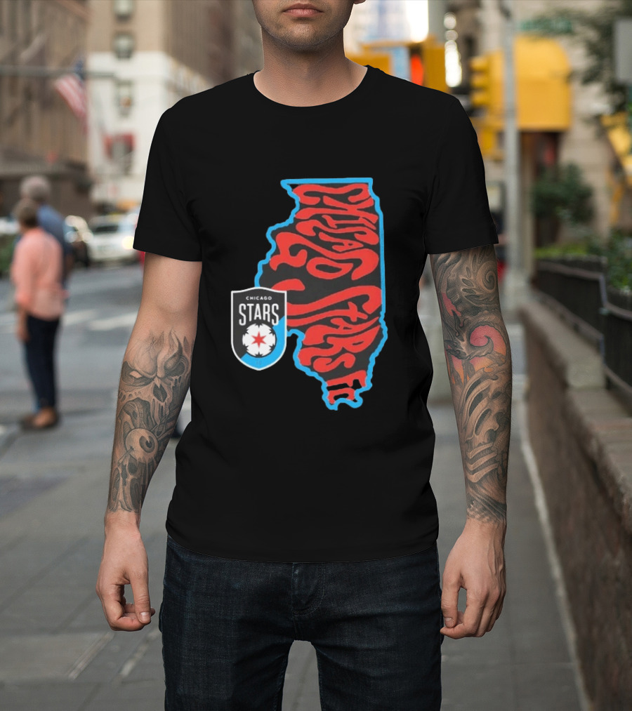 Chicago Stars FC Groovy Team State Illinois Map T-Shirt