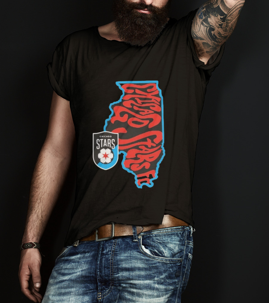 Chicago Stars FC Groovy Team State Illinois Map T-Shirt