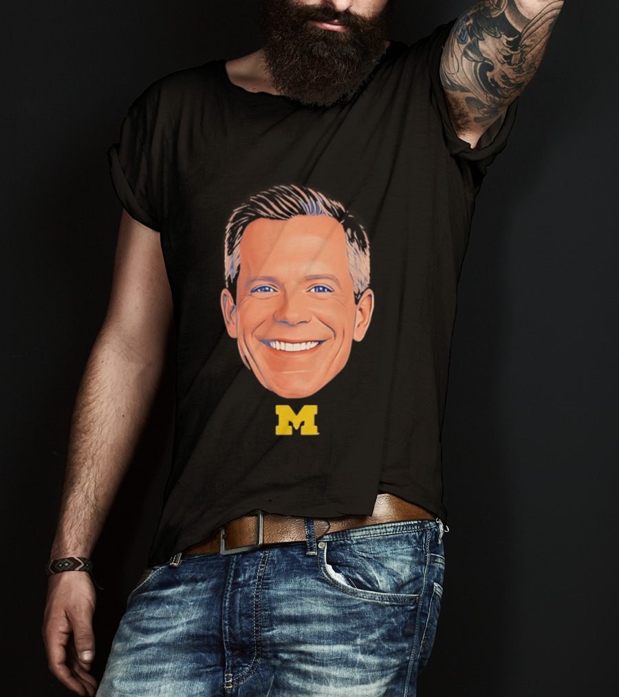 Dusty May Big Face Michigan Wolverines M Yellow T-Shirt