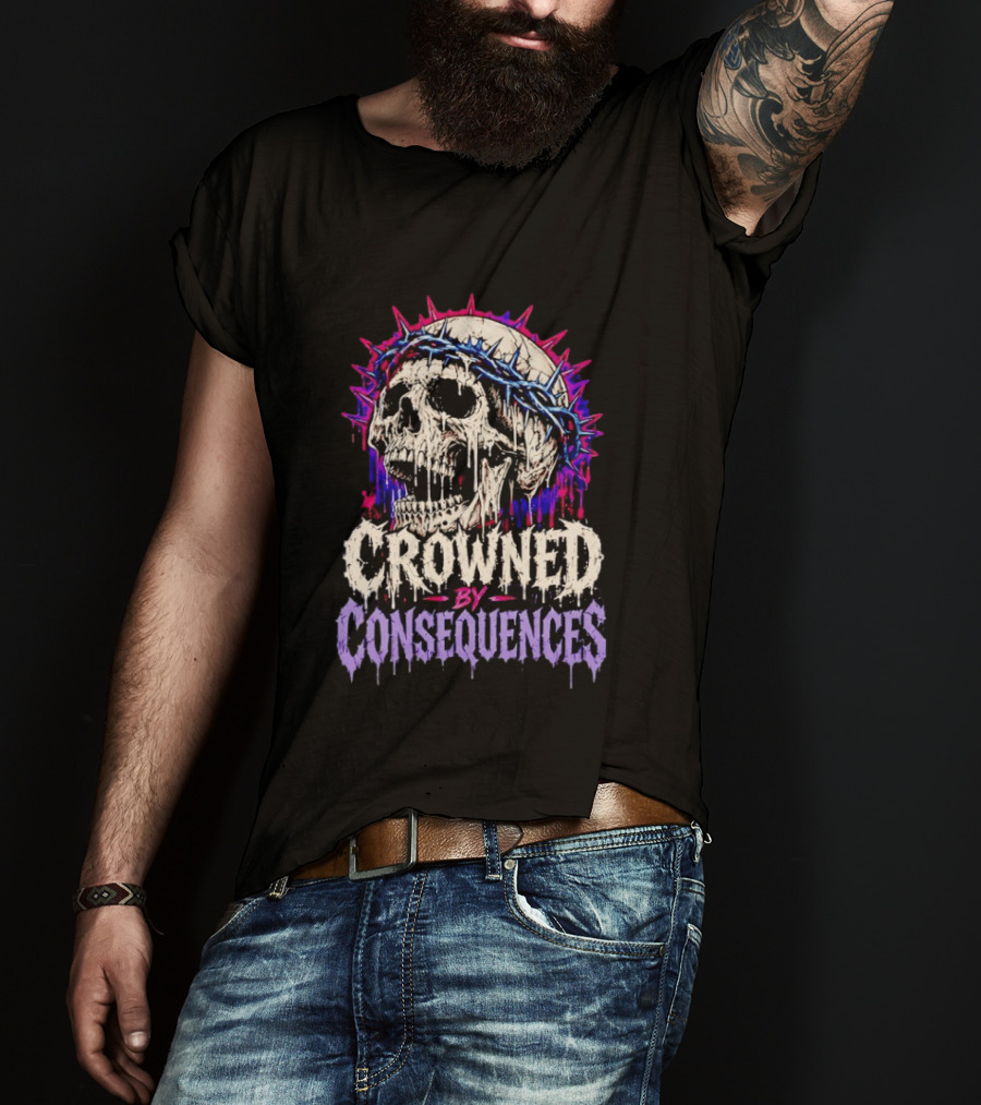 Crowned By Consequences Dark Skull Gothic Horror T-Shirt