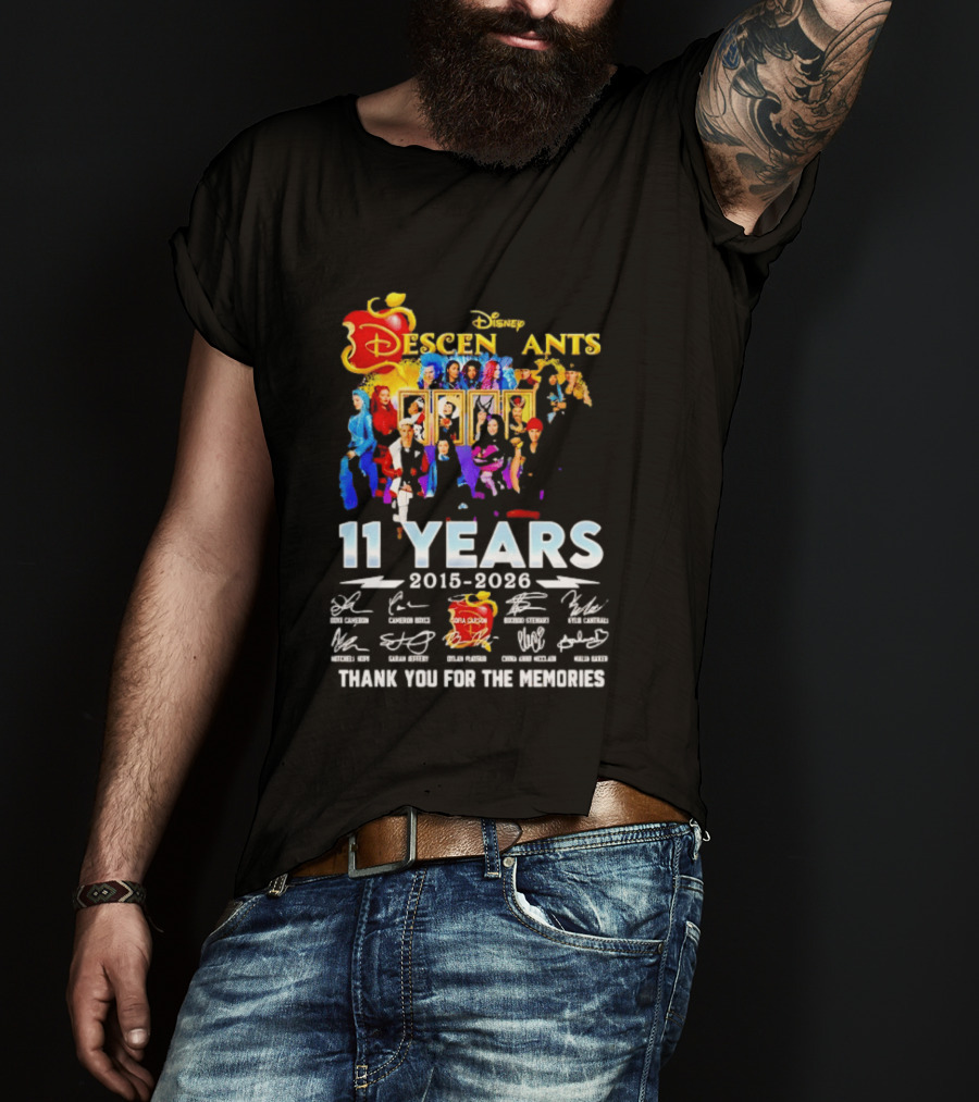 Disney Descendants 11 Years 2015 2026 Thank You For The Memories Signatures T-Shirt
