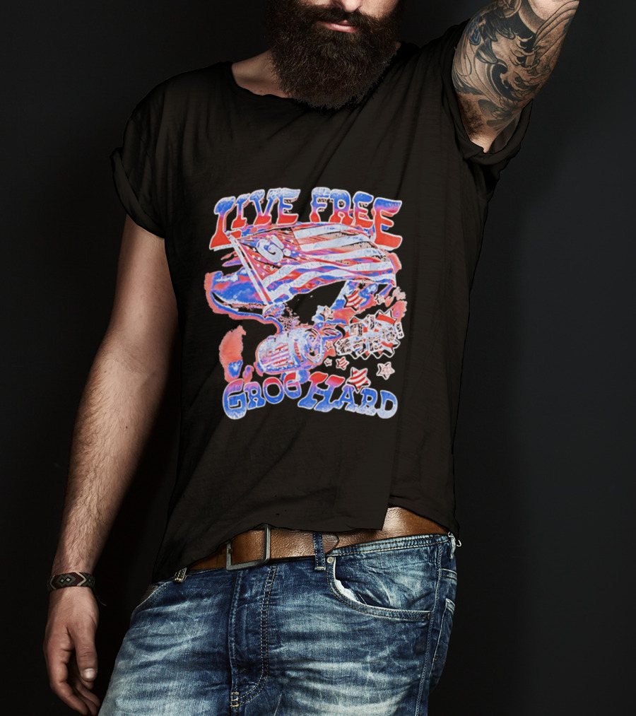 Live Free Grog Hard 2026 Grog Tour American Flag Crocodile And Beer Barrel T-Shirt