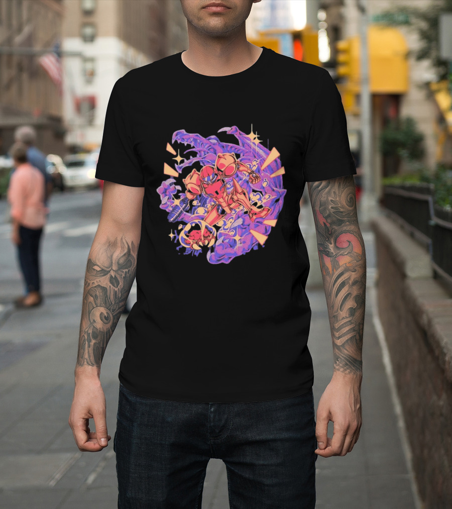 Metroid Samus Aran Versus Ridley Galactic Battle Hunter T-Shirt