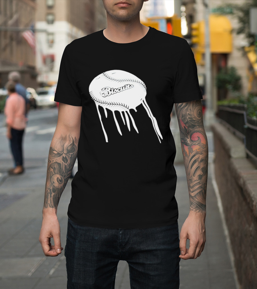Montgomery Biscuits Baseball Dripping Melted Effect T-Shirt