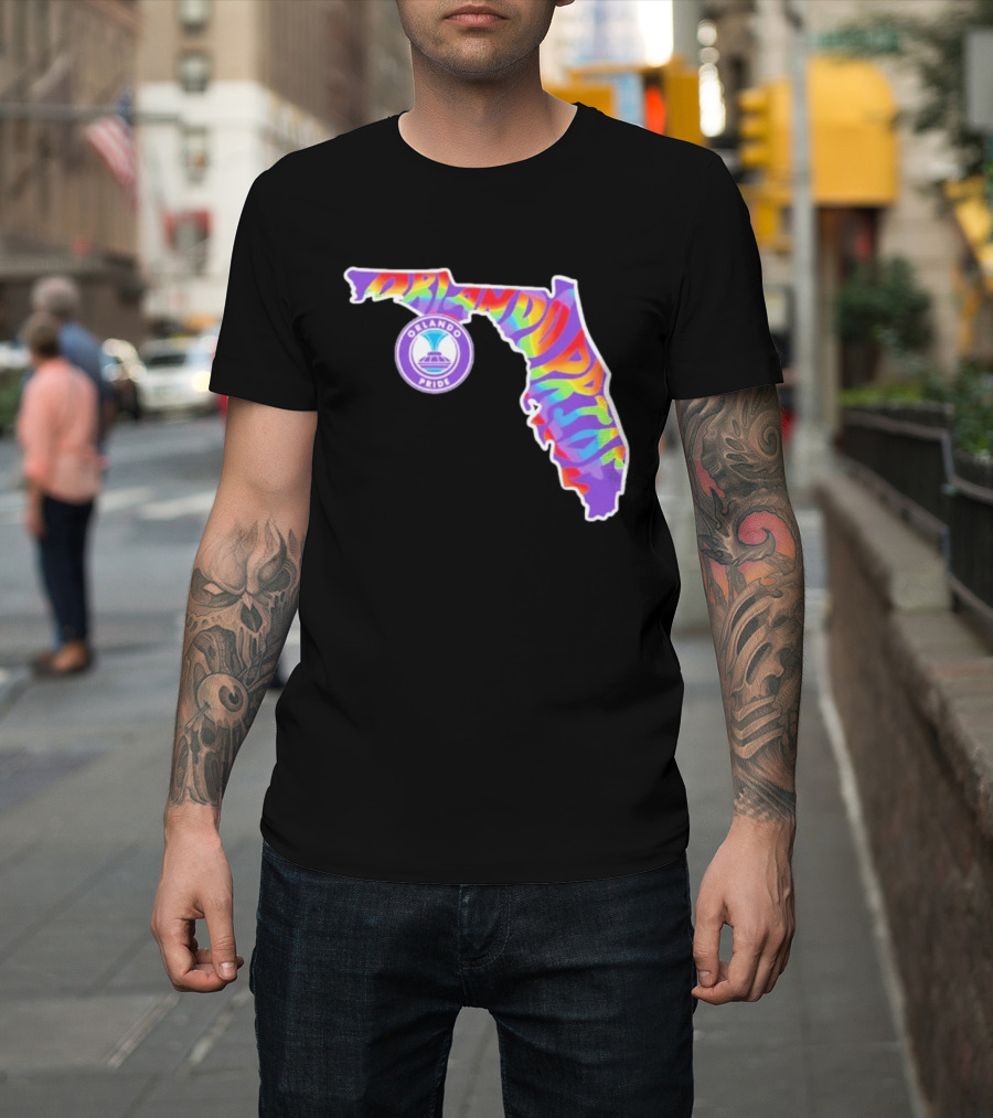 Orlando Pride Groovy Rainbow Florida Map T-Shirt