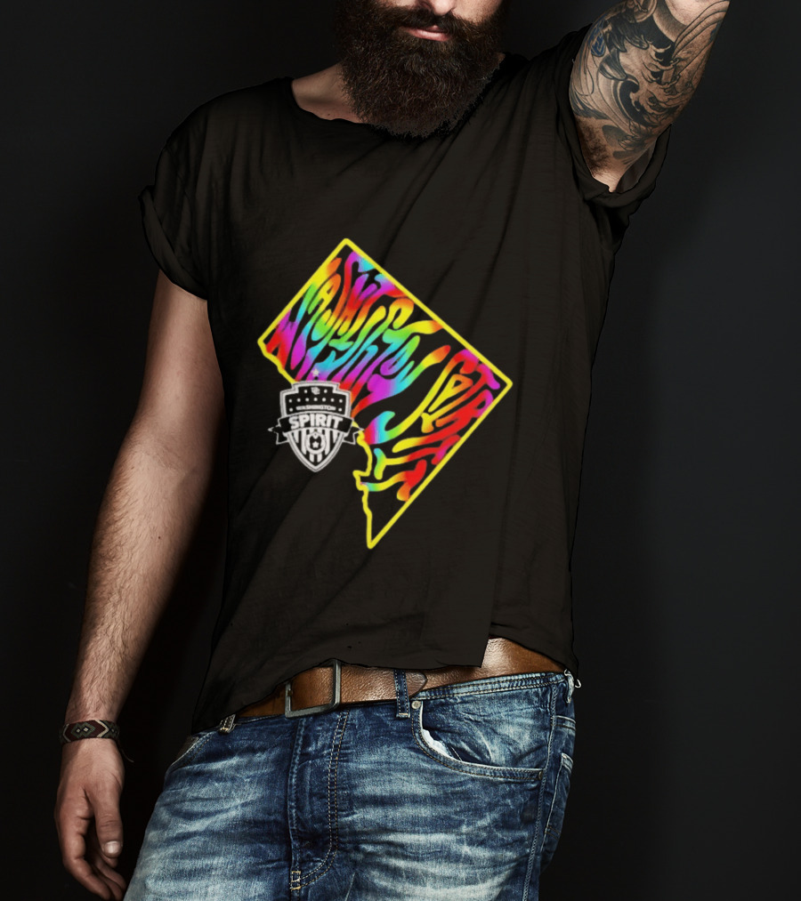 Washington Spirit Groovy Pride Rainbow State Map T-Shirt