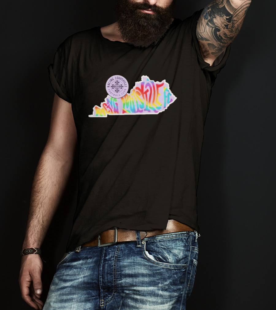 Racing Louisville FC Pride Kentucky State Map Groovy T-Shirt