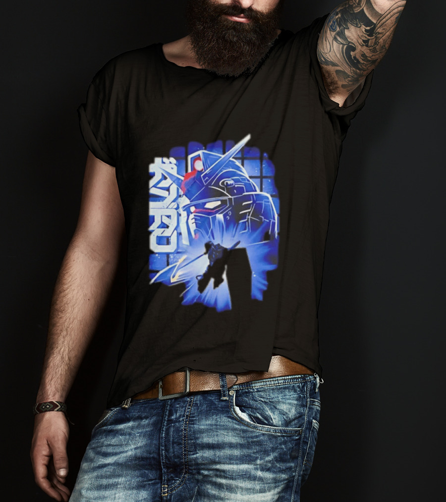 RX 78 2 Mobile Suit Gundam Fighter Neon Blue T-Shirt