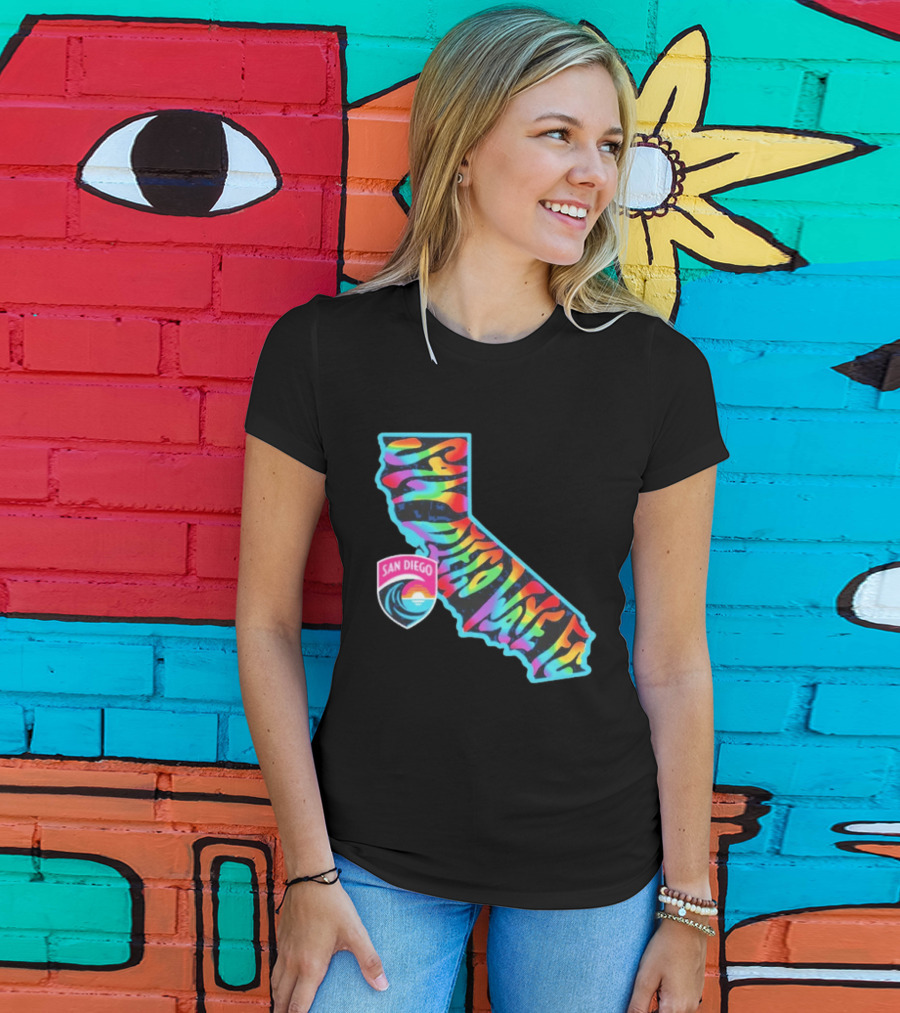 San Diego Wave FC Groovy Pride California Map T-Shirt