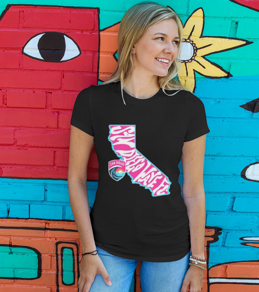 San Diego Wave FC Groovy California Pink State T-Shirt