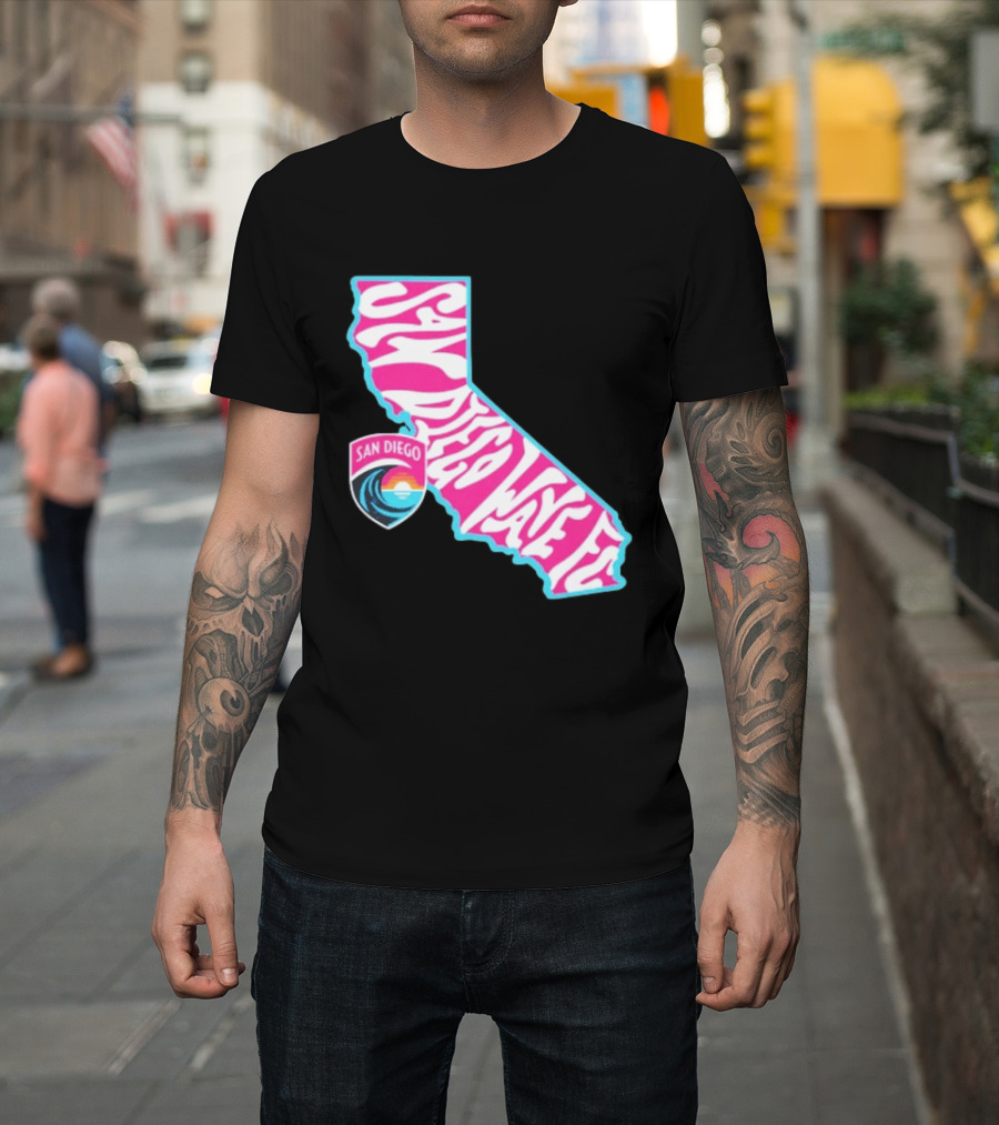 San Diego Wave FC Groovy California Pink State T-Shirt