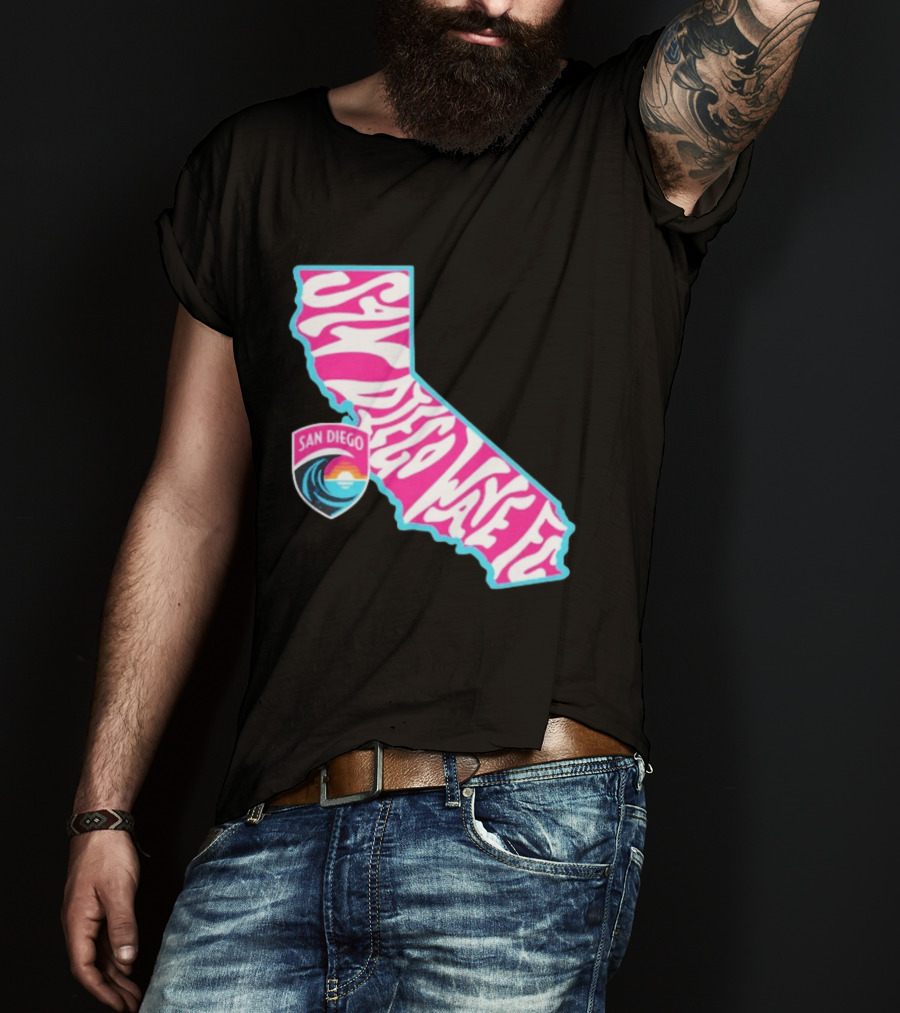 San Diego Wave FC Groovy California Pink State T-Shirt
