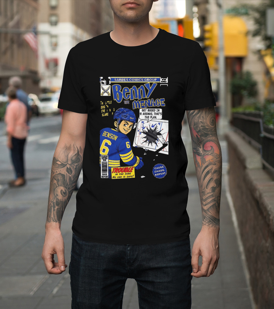 Sarbes Comics Benny The Menace Zach Benson Trouble Buffalo Sabres Hockey T-Shirt