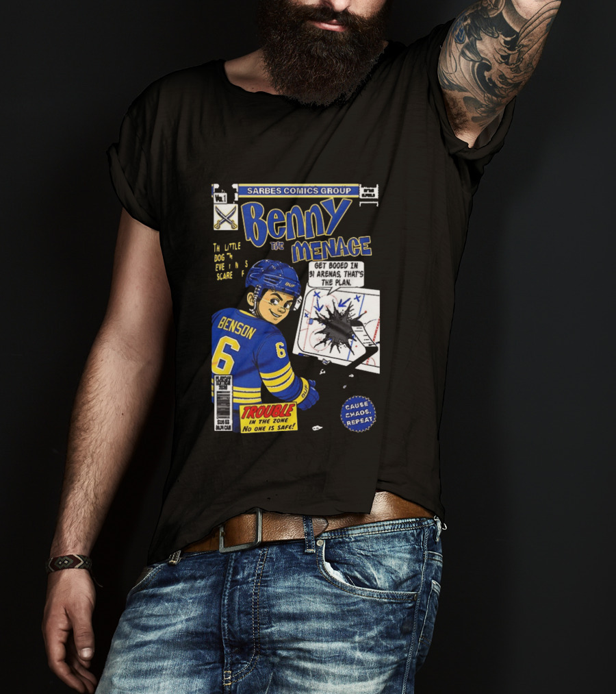Sarbes Comics Benny The Menace Zach Benson Trouble Buffalo Sabres Hockey T-Shirt