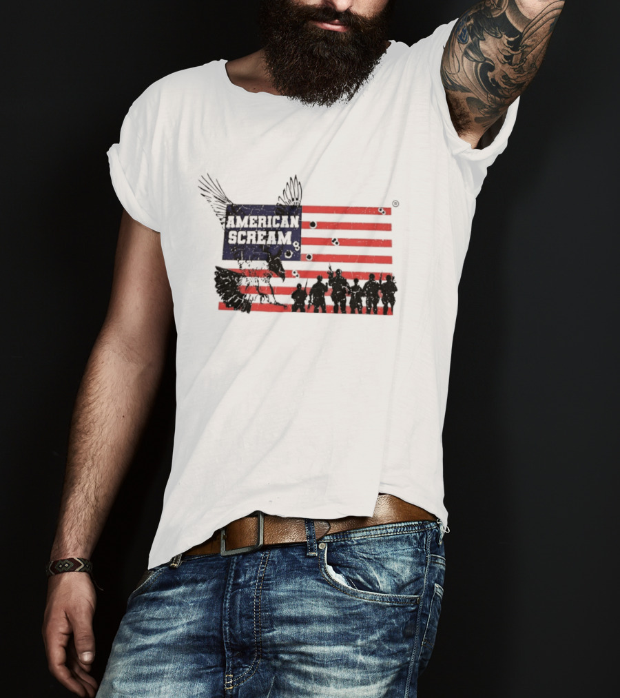 American Scream Soldiers USA Flag Eagle T-Shirt