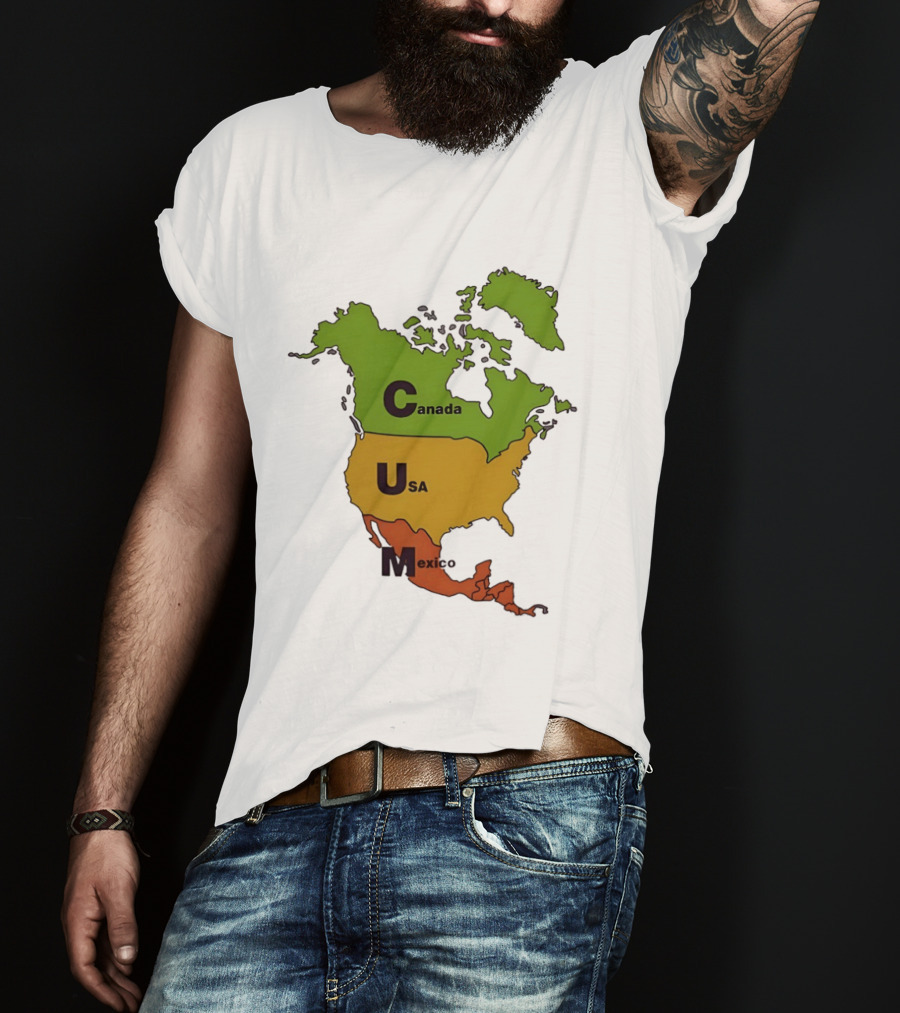 Canada USA Mexico Map CUM Bold Letters T-Shirt