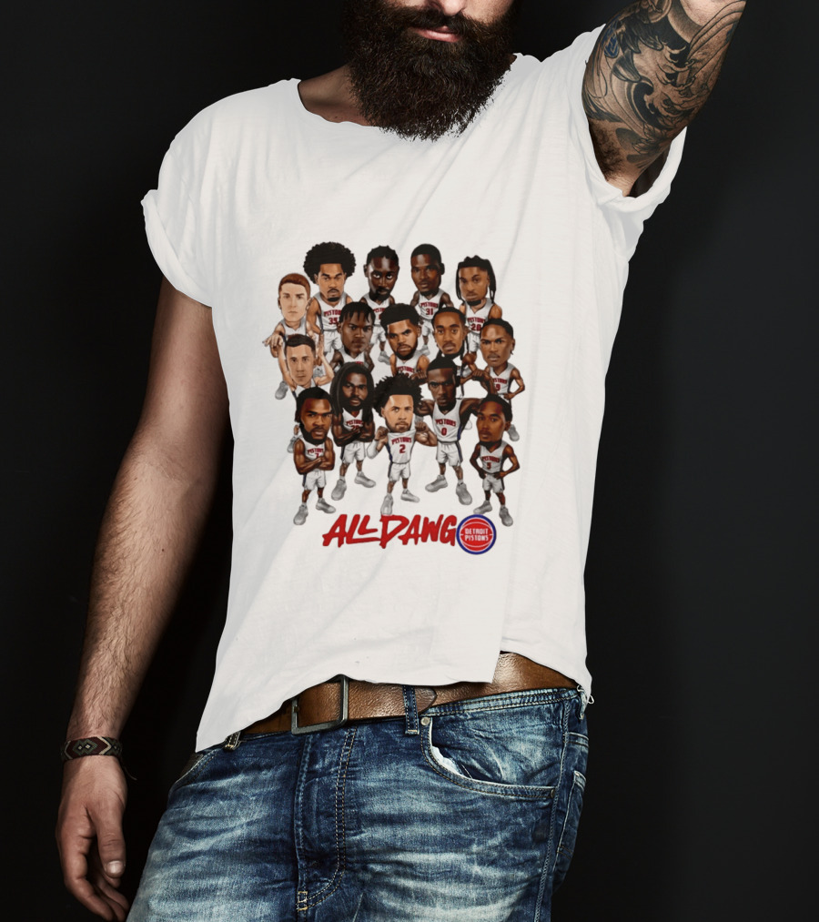 Detroit Pistons All Dawg Team Caricature Players T-Shirt