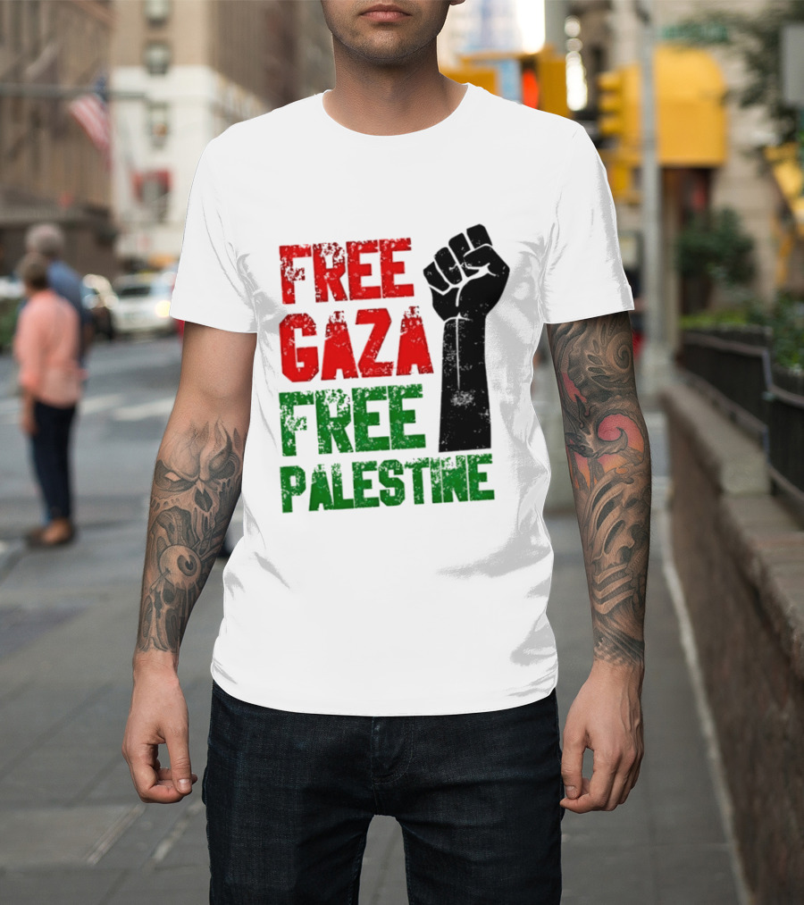 Free Gaza Free Palestine Raised Fist T-Shirt