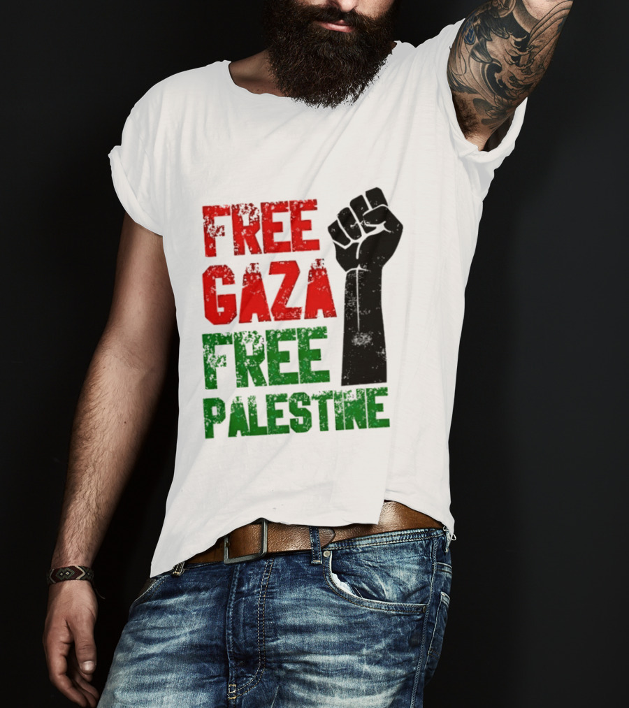 Free Gaza Free Palestine Raised Fist T-Shirt