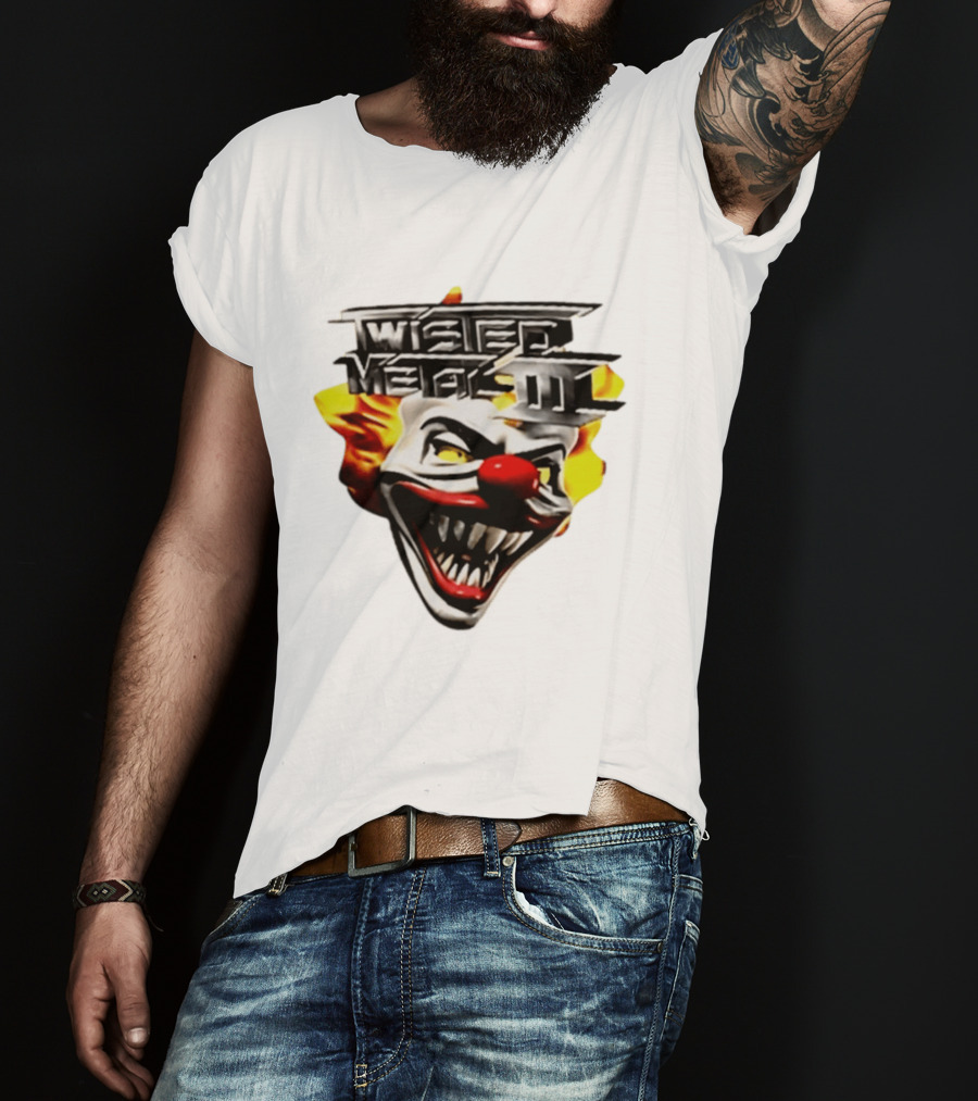 Twisted Metal III Sweet Tooth Clown Face Fiery Hair T-Shirt