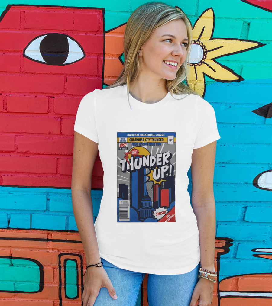 National Basketball League Oklahoma City Thunder Up Comic Swish They're Back OKC Basketball T-Shirt