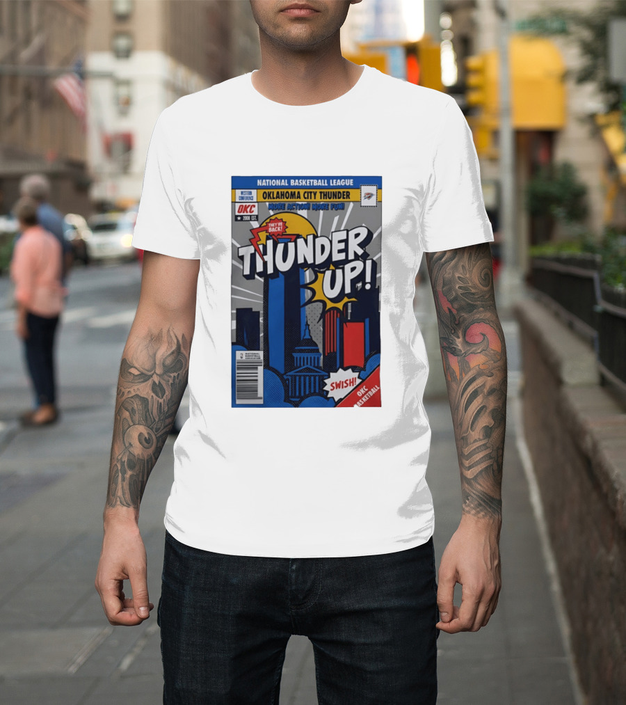 National Basketball League Oklahoma City Thunder Up Comic Swish They're Back OKC Basketball T-Shirt