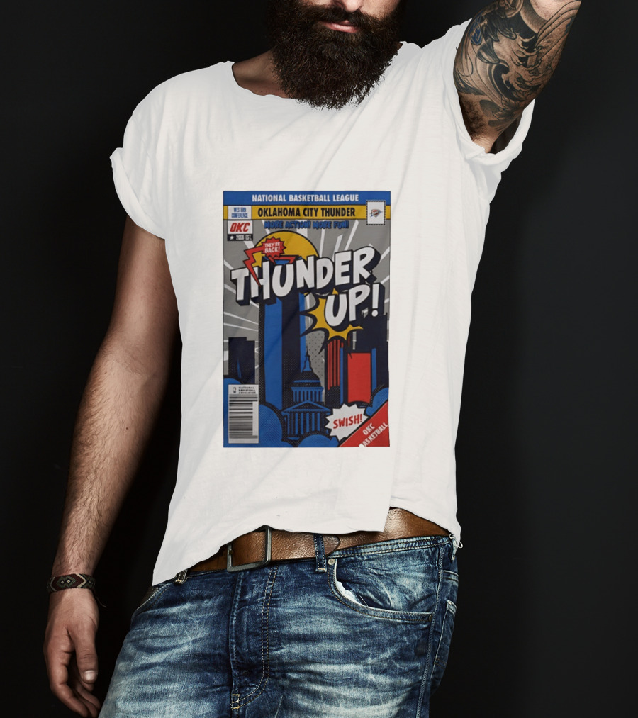 National Basketball League Oklahoma City Thunder Up Comic Swish They're Back OKC Basketball T-Shirt