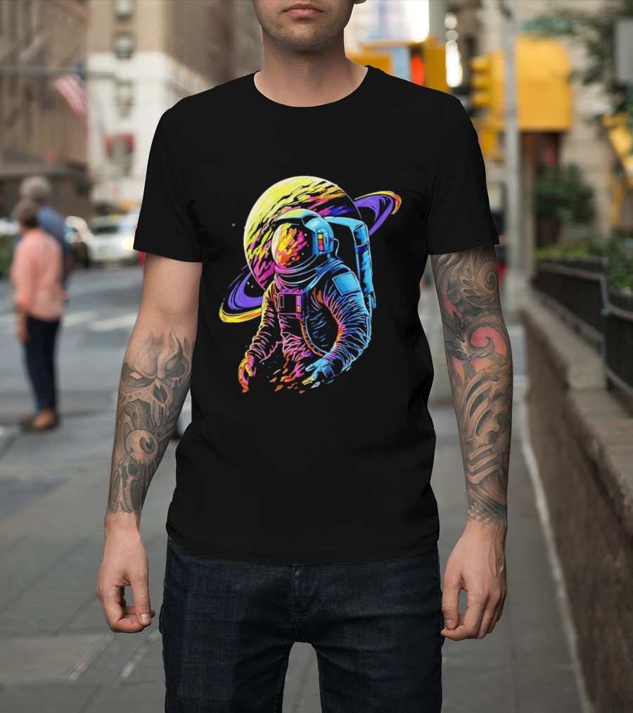 Astronaut Neon Into The Am Saturn Space Adventure T-Shirt