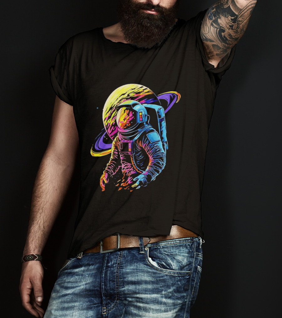 Astronaut Neon Into The Am Saturn Space Adventure T-Shirt
