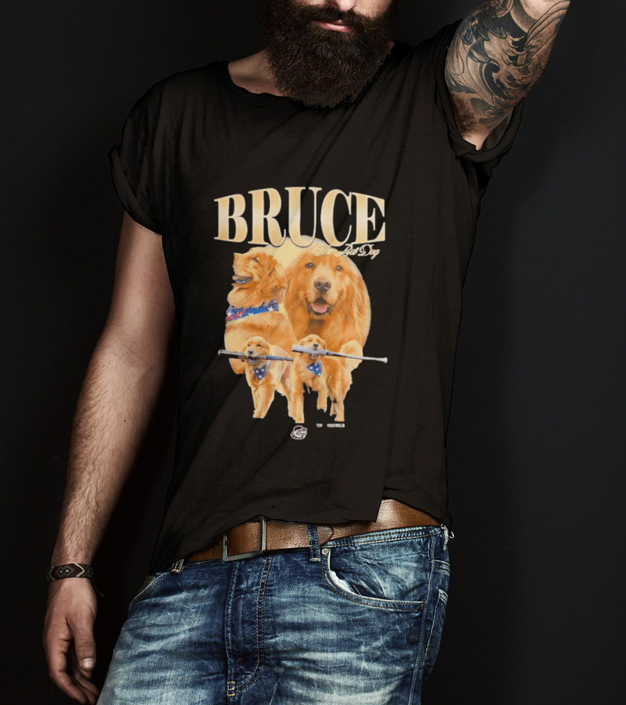 Bruce The Bat Dog Rochester Red Wings Baseball Golden Retriever T-Shirt