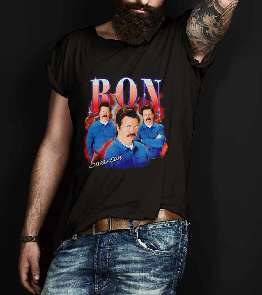 Ron Swanson Triple Image Humor T-Shirt