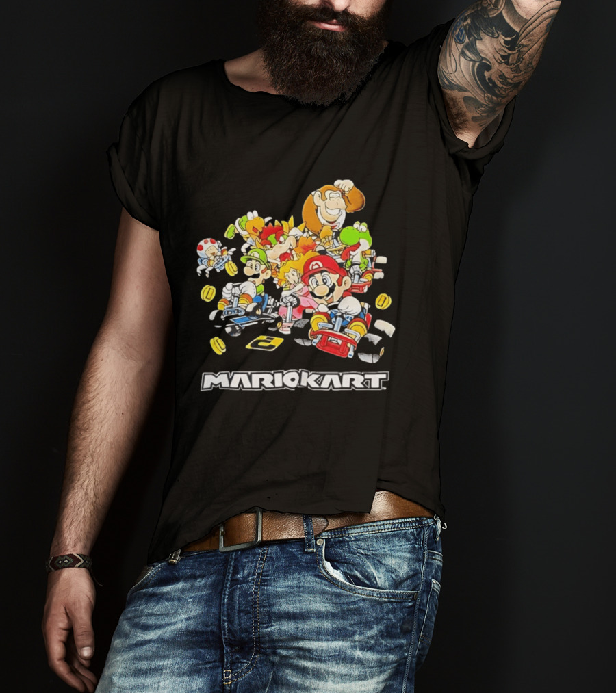MARIOKART Racing Characters Compilation Black T-Shirt
