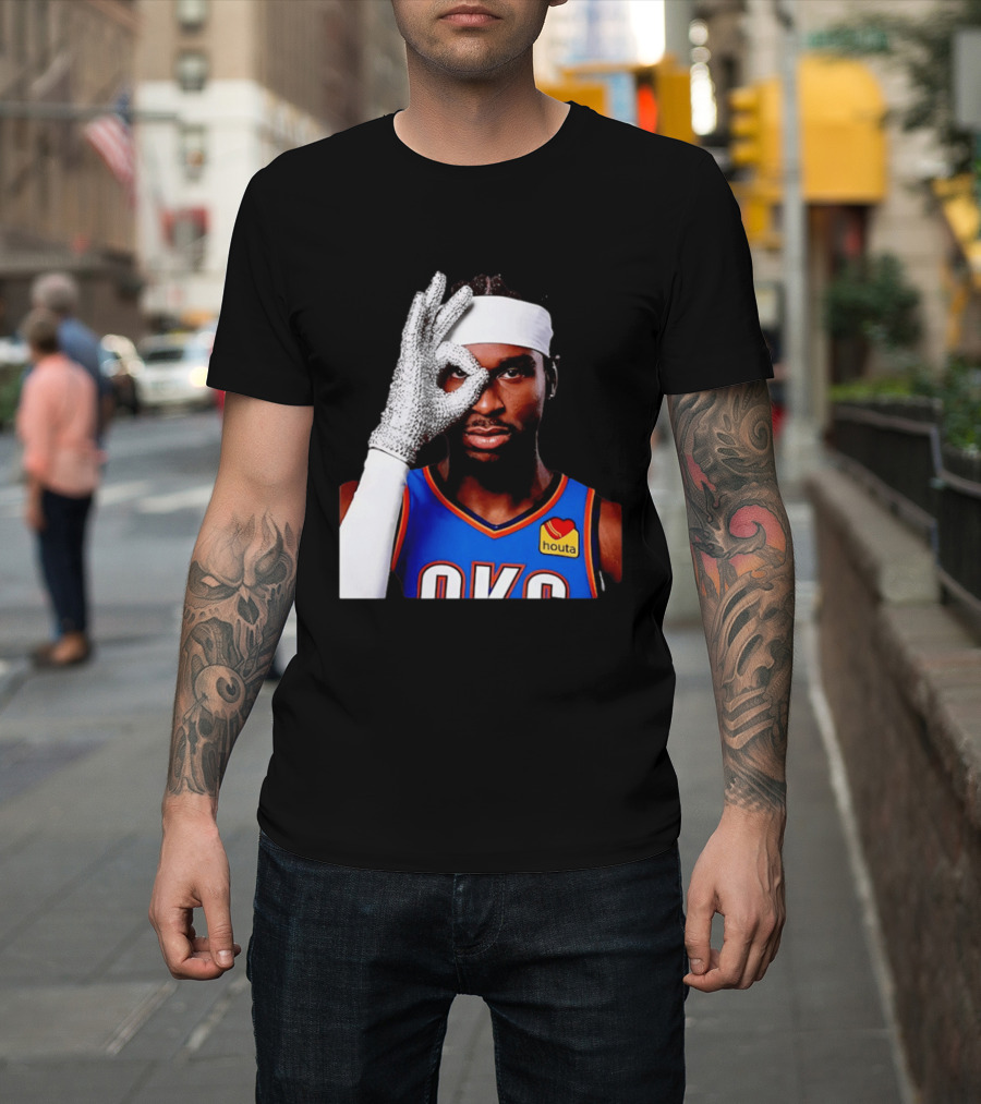 Shai Gilgeous Alexander OKC Thunders Houta Jersey Iceman Glove Gesture T-Shirt