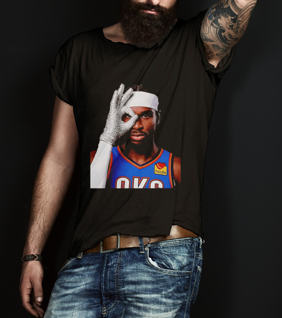 Shai Gilgeous Alexander OKC Thunders Houta Jersey Iceman Glove Gesture T-Shirt