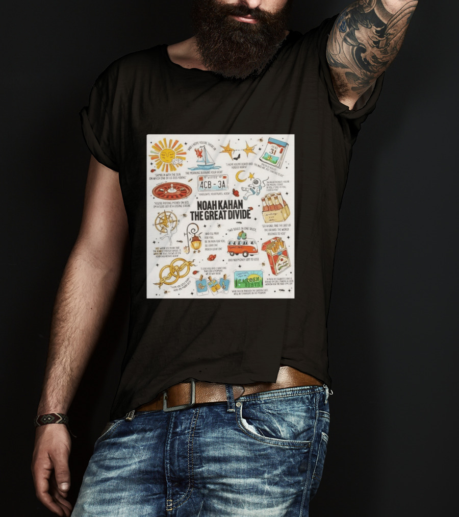 Noah Kahan The Great Divide Album Art Lyric Doodle August 31 Highlights T-Shirt