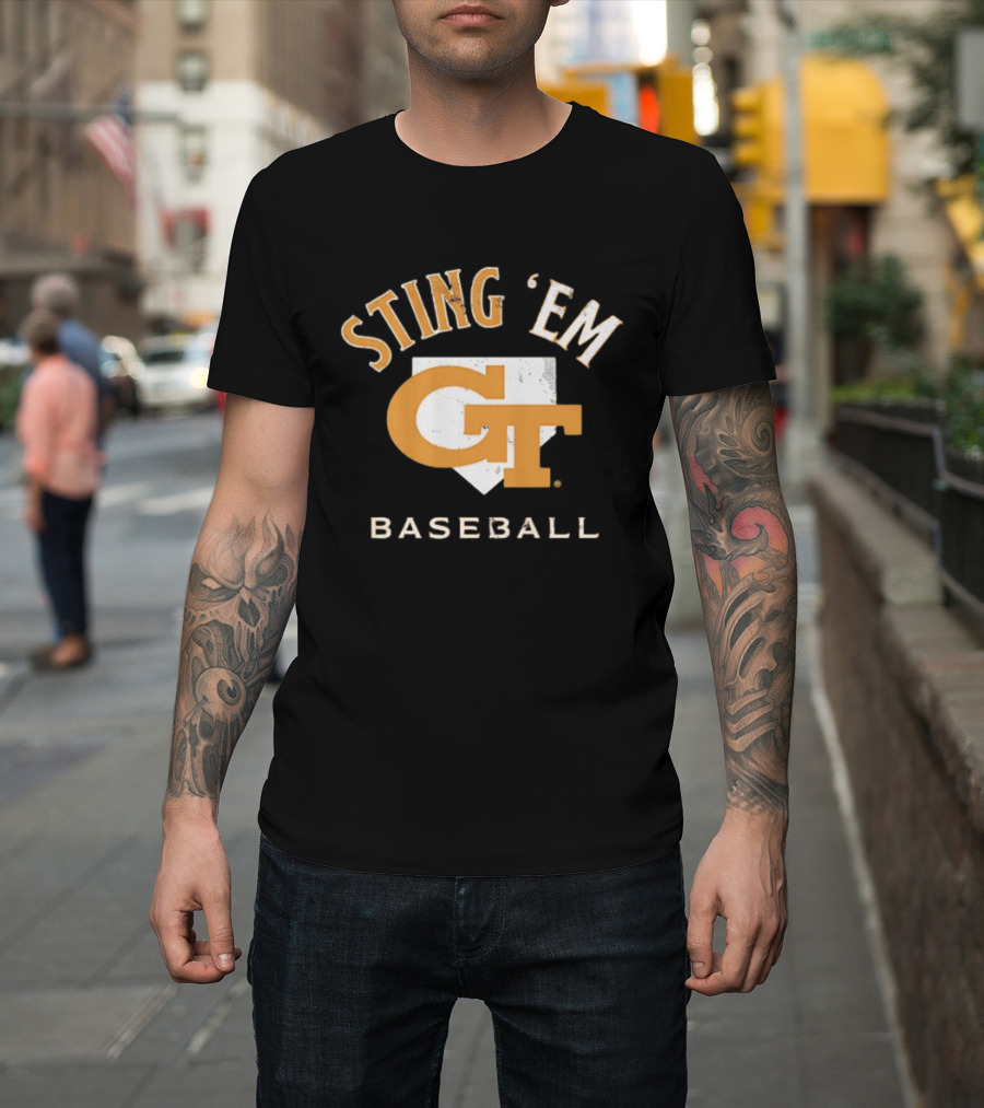 Georgia Tech Yellow Jackets Sting 'Em GT Baseball Home Plate T-Shirt