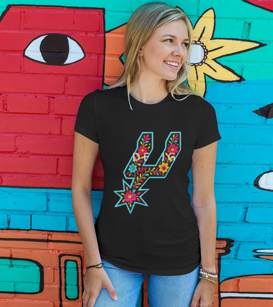 Original Spurs Floral San Antonio Spurs Basketball Nba 2026 Floral Pattern Spurs Logo 2026 T-Shirt