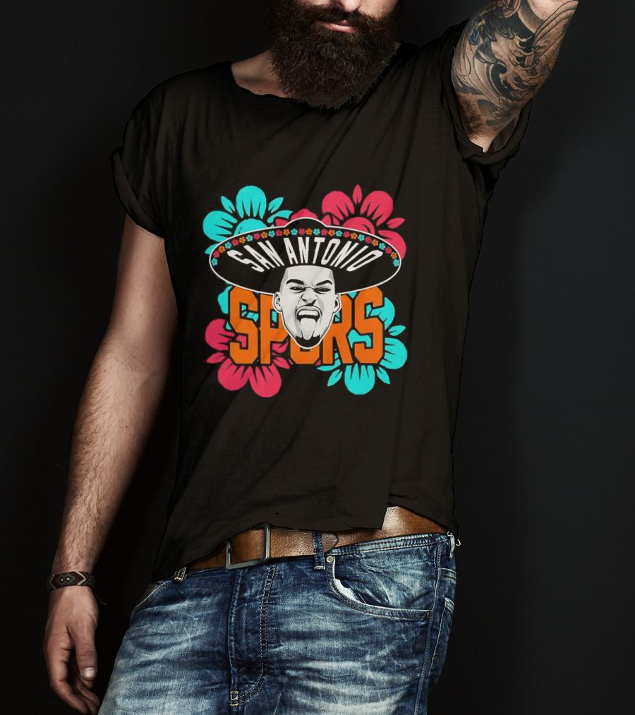 San Antonio Spurs Victor Wembanyama Sombrero Flowers T-Shirt