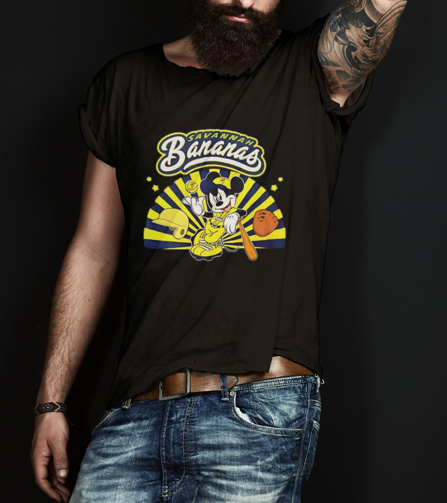 Savannah Bananas Mickey Mouse Baseball Team Sports Fan T-Shirt